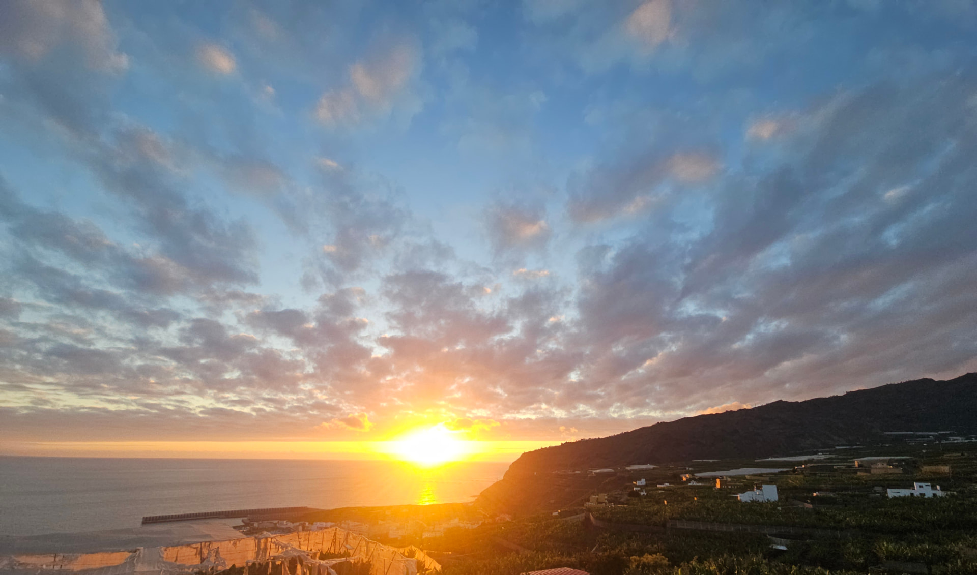 Sunset view over the Atlantic Ocean and banana plantations from the workspace where Future//Films completed mixing IONIC in Tazacorte, La Palma.